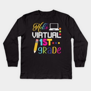 Hello Virtual 1st Grade Kids Long Sleeve T-Shirt
